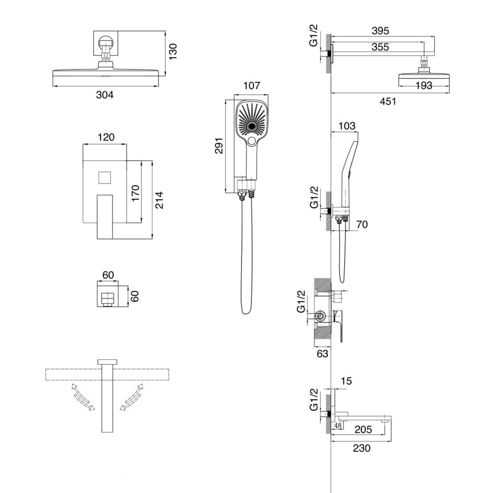 Душевая встройка Grossman Style с изливом Хром глянцевый 501.K35.05.100 Душевая встройка Grossman Style с изливом Хром глянцевый 501.K35.05.100 — изображение 5