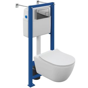 Инсталляция Cersanit Vector с унитазом Nature Oval CO DPL EO slim LP и кнопкой смыва Corner Хром глянцевый 64576