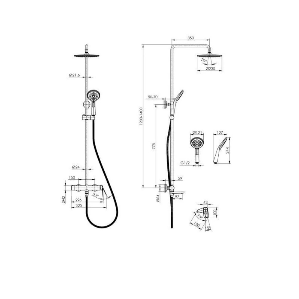 Душевая система Cersanit Lara с изливом Черный матовый 68144 Душевая система Cersanit Lara с изливом Черный матовый 68144 — изображение 5