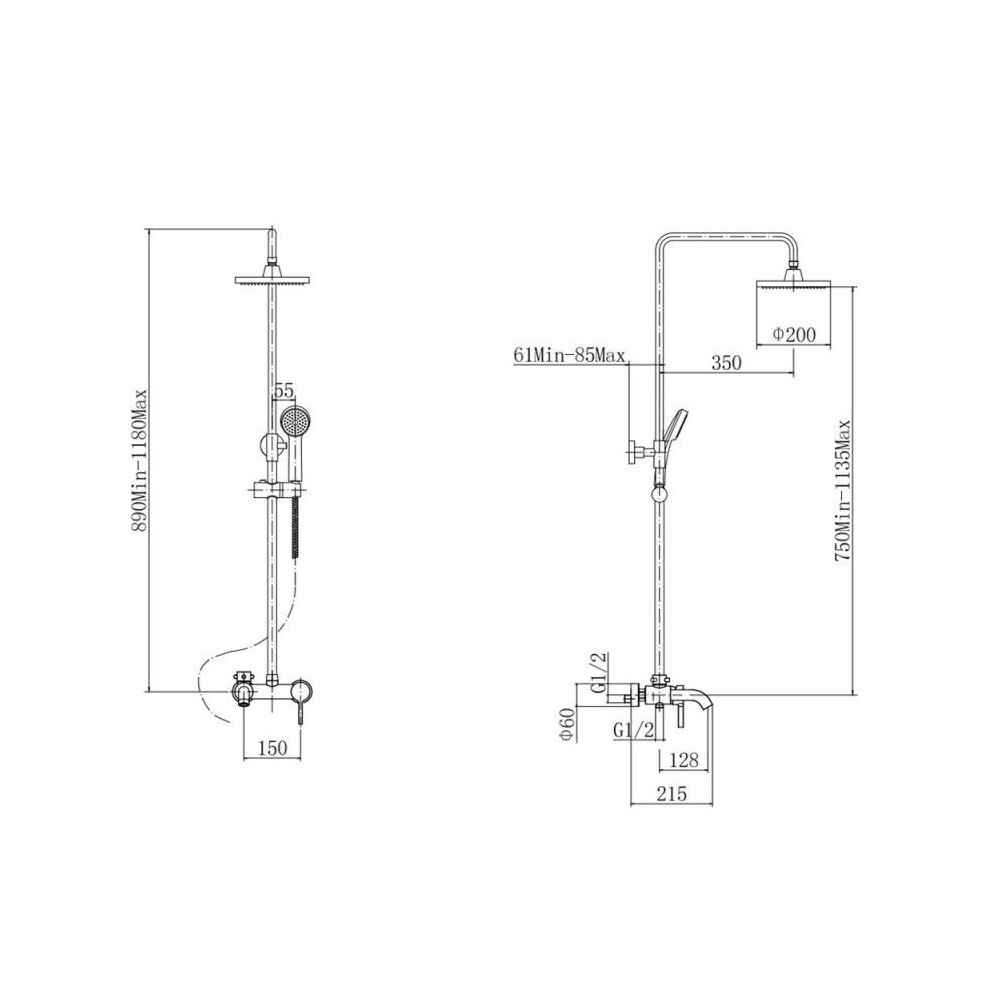 Душевая система Fashun A24 с изливом Хром глянцевый A2416 Душевая система Fashun A24 с изливом Хром глянцевый A2416 — изображение 2