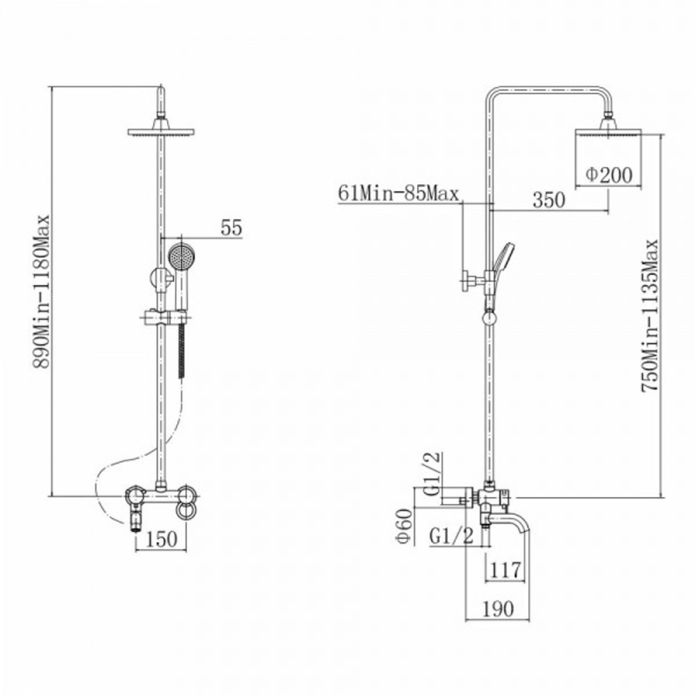Душевая система Fashun A24 с изливом Хром глянцевый A2422 Душевая система Fashun A24 с изливом Хром глянцевый A2422 — изображение 6