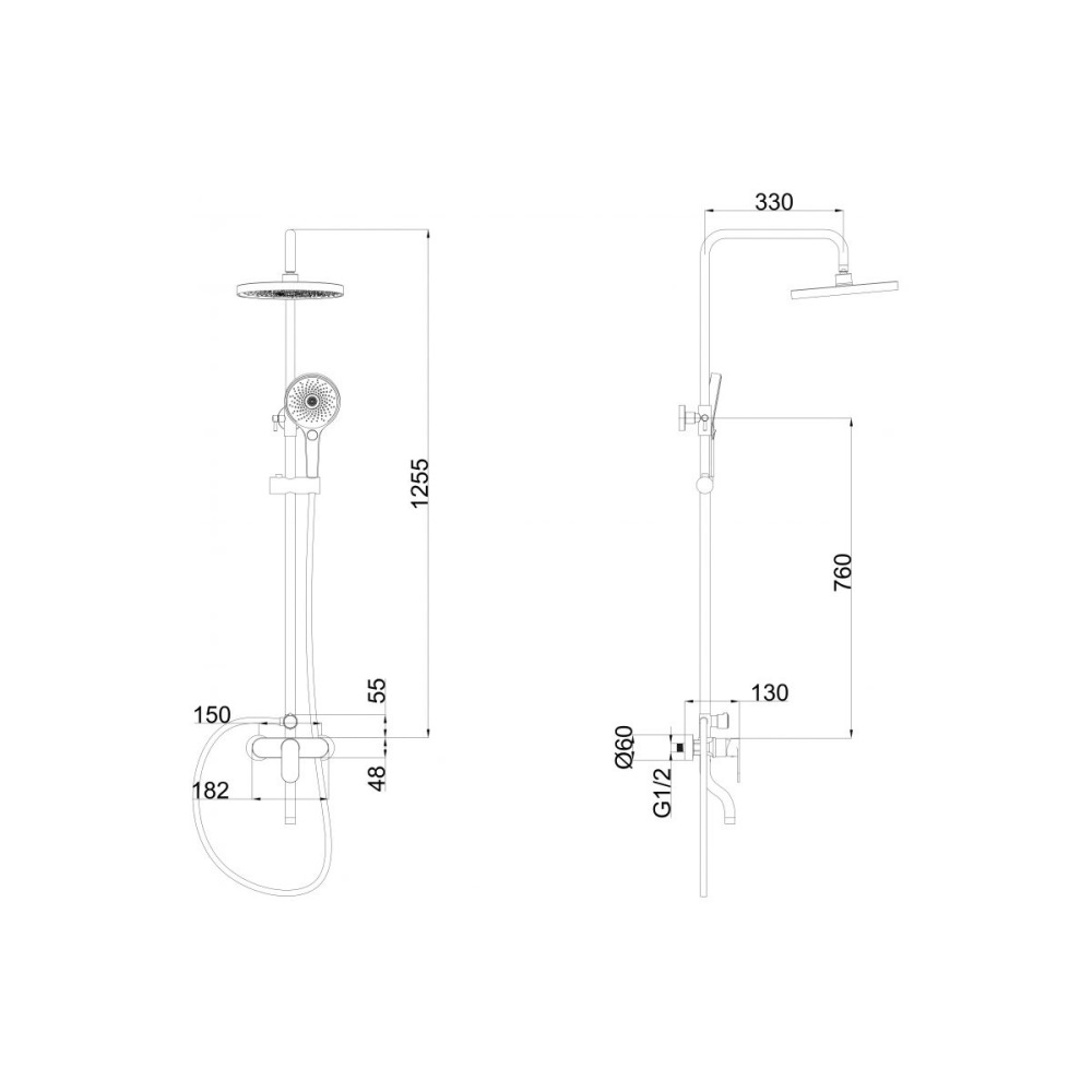 Душевая система Fashun A24 с изливом Черный матовый A2485-7 Душевая система Fashun A24 с изливом Черный матовый A2485-7 — изображение 3
