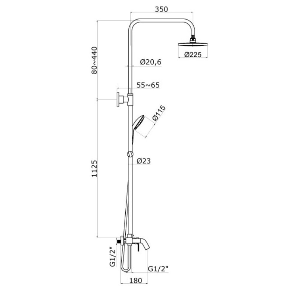 Душевая система Azario Tevis Хром глянцевый AZ-15490531 Душевая система Azario Tevis Хром глянцевый AZ-15490531 — изображение 2