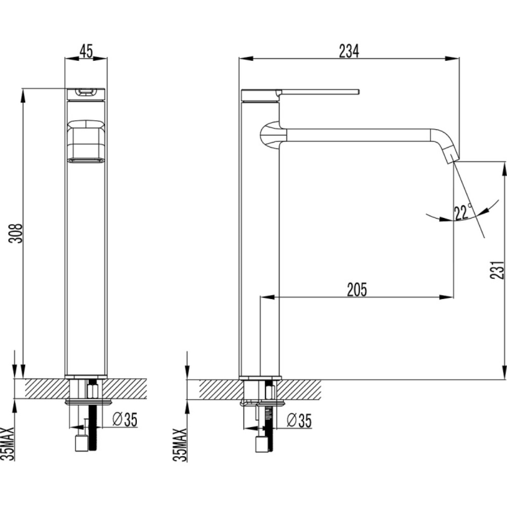 Смеситель для раковины Azario Vincente Хром глянцевый AZ-VPV168R26C Смеситель для раковины Azario Vincente Хром глянцевый AZ-VPV168R26C — изображение 2