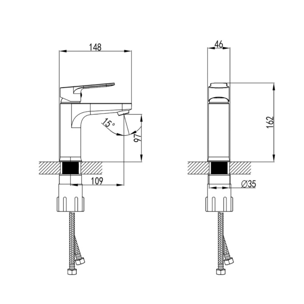 Смеситель для раковины Azario Elvis Черный матовый AZ-WWK168155PA Смеситель для раковины Azario Elvis Черный матовый AZ-WWK168155PA — изображение 2