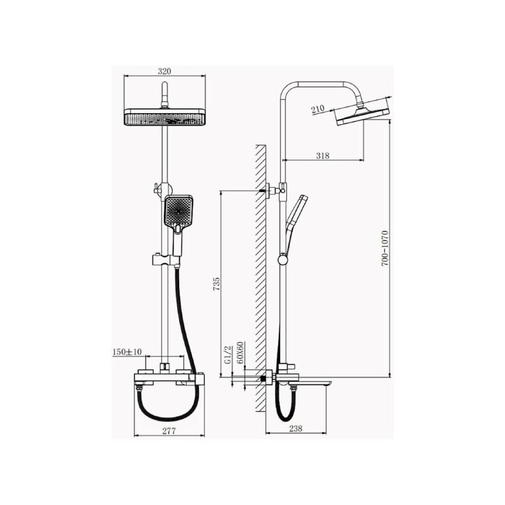 Душевая система Belz B672 с изливом Оружейная сталь B24672-3 Душевая система Belz B672 с изливом Оружейная сталь B24672-3 — изображение 2