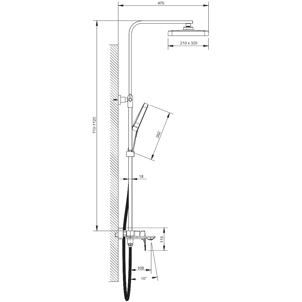 Душевая система Belz B709 с изливом Оружейная сталь B24709-3 Душевая система Belz B709 с изливом Оружейная сталь B24709-3 — изображение 2