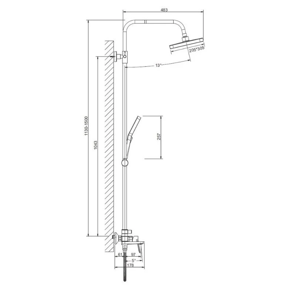 Душевая система Belz B713 с изливом Золото матовое B24715-5 Душевая система Belz B713 с изливом Золото матовое B24715-5 — изображение 3