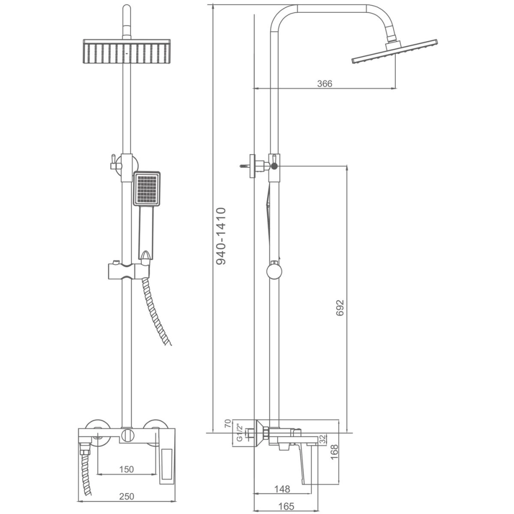 Душевая система Belz B817 с изливом Оружейная сталь B24817-3 Душевая система Belz B817 с изливом Оружейная сталь B24817-3 — изображение 2
