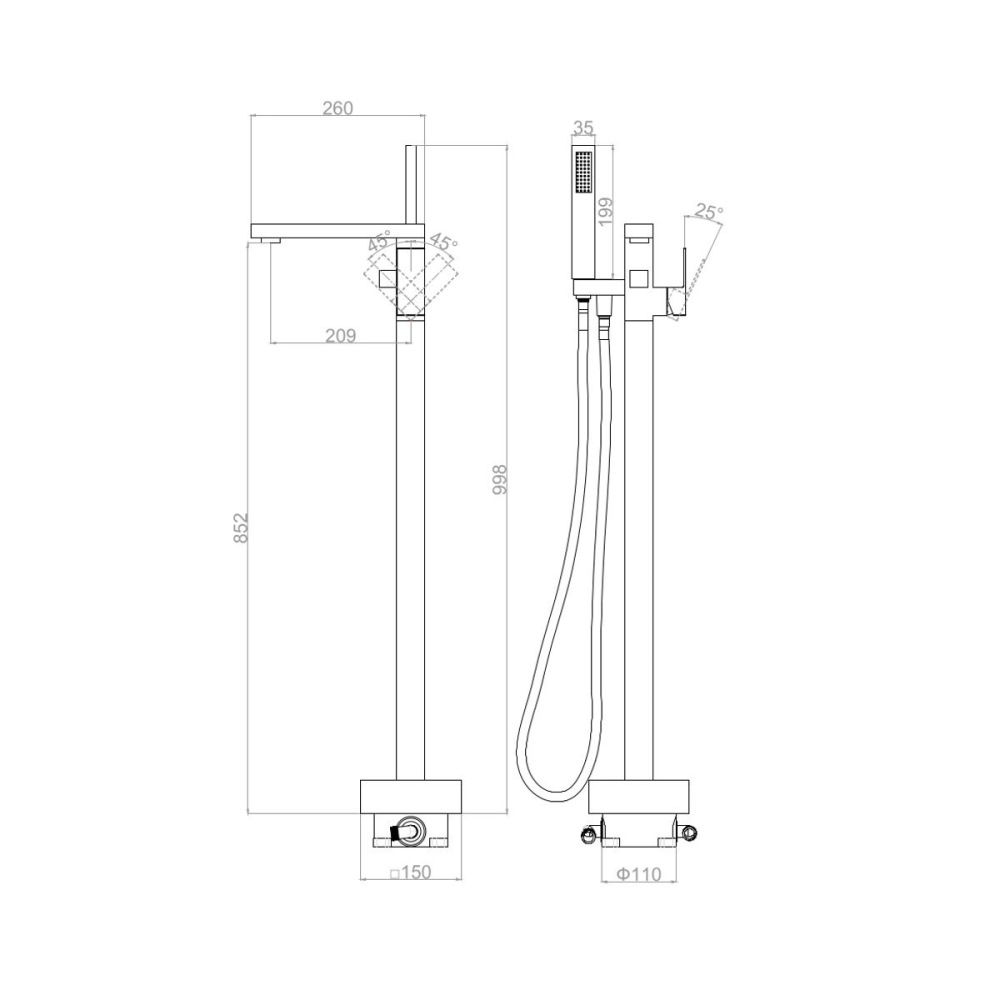 Смеситель напольный D&K Bayern.Liszt Хром глянцевый DA1516001 Смеситель напольный D&K Bayern.Liszt Хром глянцевый DA1516001 — изображение 6