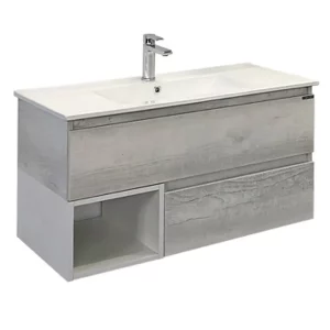 Тумба подвесная Comforty Турин 91 + раковина Дуб белый 4147127