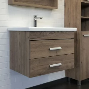 Тумба подвесная Comforty Никосия 70 + раковина Дуб темный 00-00008855CF