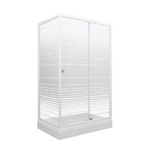 Душевой уголок Triton Фьюжн 120х80 А см, Полосы, низкий поддон, Белый / Матовое