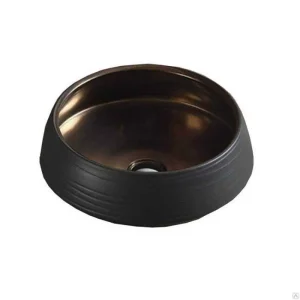 Раковина накладная Comforty Design 41,5х41,5 Черный/бронза 4139777