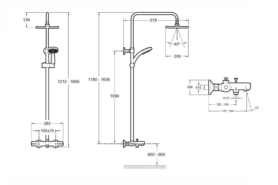 Душевая система Jacob Delafon July с термостатом E99741-CP Душевая система Jacob Delafon July с термостатом E99741-CP — изображение 2