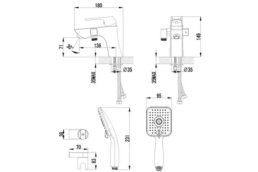 Смеситель на борт ванны Lemark Unit Хром LM4515C Смеситель на борт ванны Lemark Unit Хром LM4515C — изображение 2