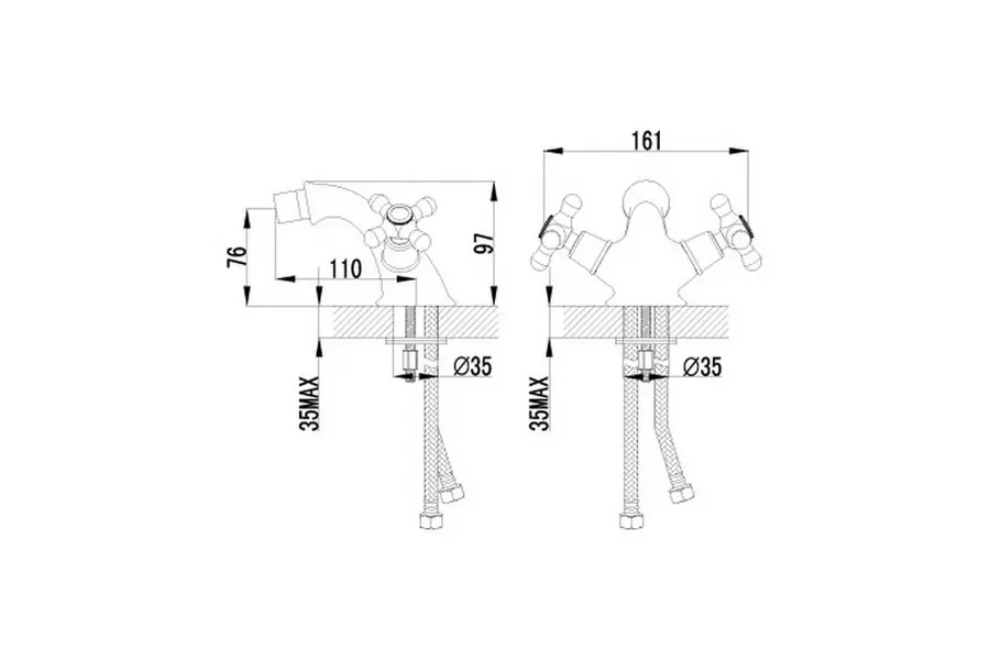 Смеситель для биде Lemark Vintage с донным клапаном LM2808B Смеситель для биде Lemark Vintage с донным клапаном LM2808B — изображение 2