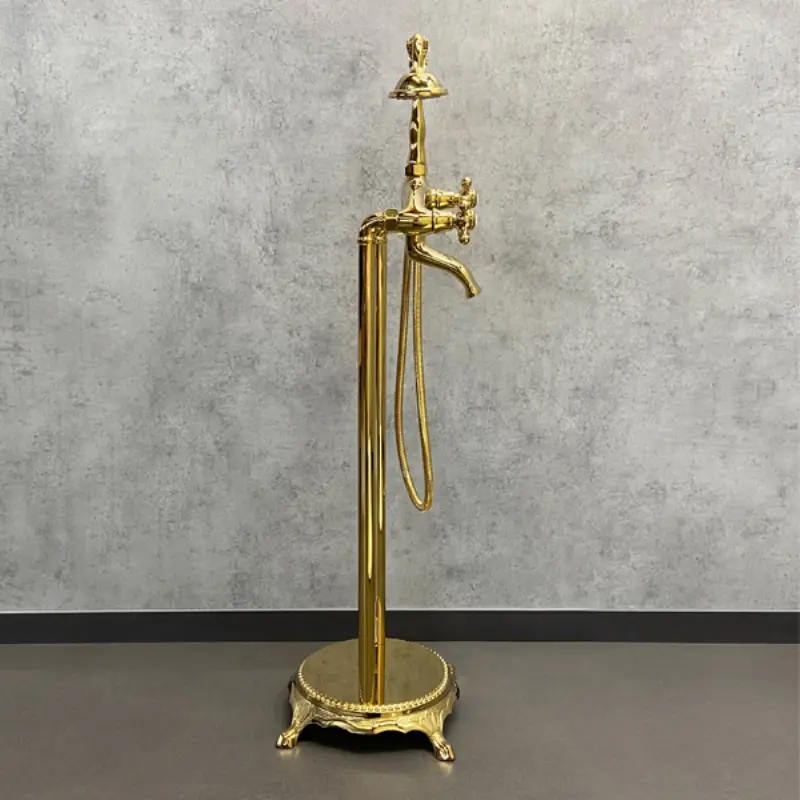 Смеситель напольный Comforty FE0051 Белый / Золото FE0051-CCT-G Смеситель напольный Comforty FE0051 Белый / Золото FE0051-CCT-G — изображение 2