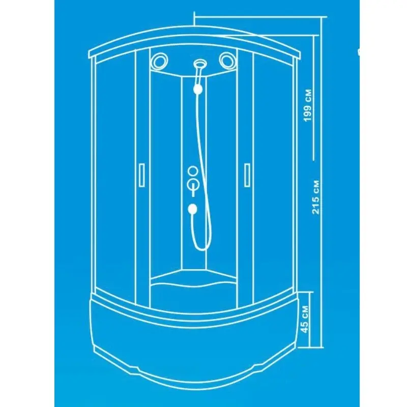 Душевая кабина Водный мир 90х90, Черный / Прозрачное, Высокий поддон Душевая кабина Водный мир 90х90, Черный / Прозрачное, Высокий поддон — изображение 2