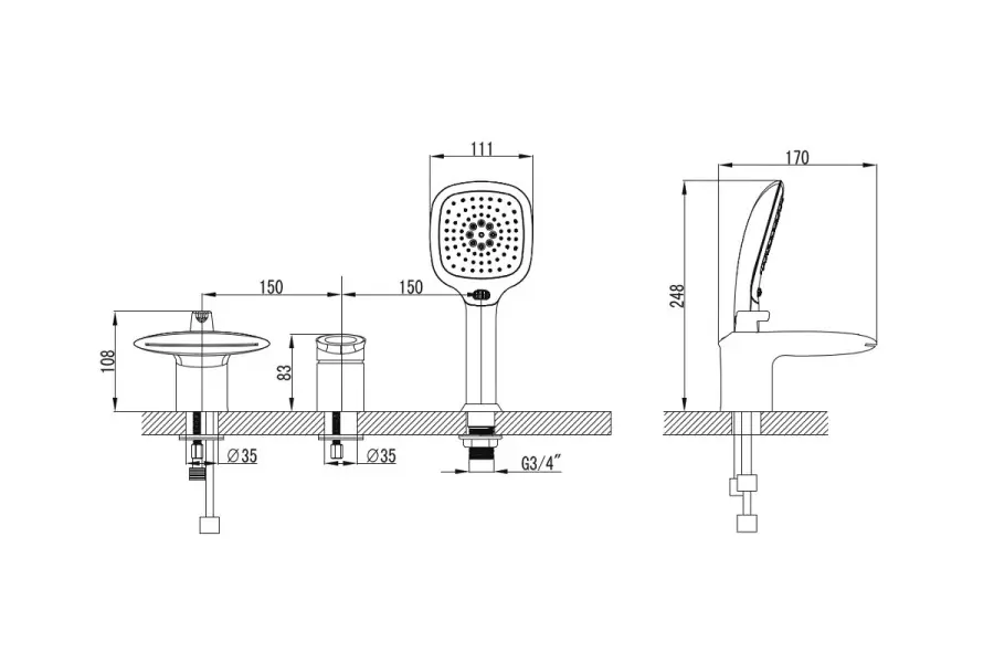 Смеситель на борт ванны Lemark Status Хром LM4445C Смеситель на борт ванны Lemark Status Хром LM4445C — изображение 2