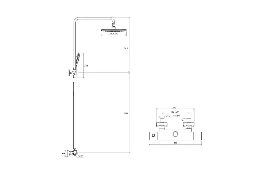 Душевая система Ravak Termo 300 TD 091.00/150 термостатическая X070103 Душевая система Ravak Termo 300 TD 091.00/150 термостатическая X070103 — изображение 2