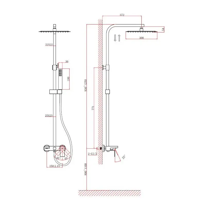 Душевая система D&K Bayern.Liszt + излив Черный матовый DA1513705A04 Душевая система D&K Bayern.Liszt + излив Черный матовый DA1513705A04 — изображение 2