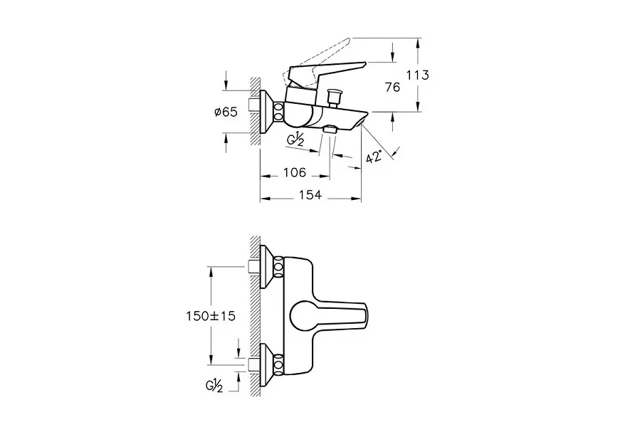 Смеситель для ванны Vitra Solid S A42444EXP Смеситель для ванны Vitra Solid S A42444EXP — изображение 2