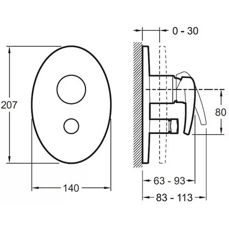 Смеситель встраиваемый Jacob Delafon Panache с переключателем E98716-CP Смеситель встраиваемый Jacob Delafon Panache с переключателем E98716-CP — изображение 2