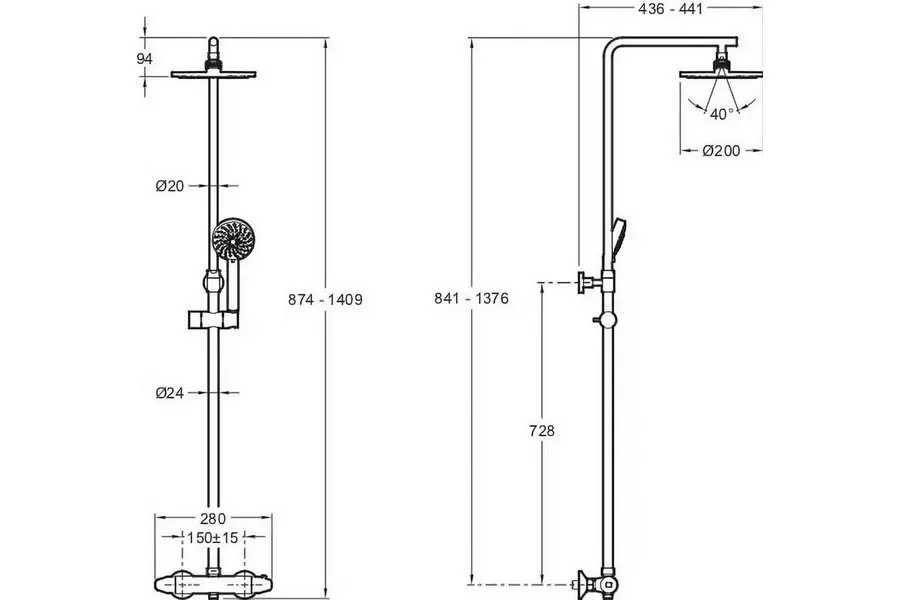 Душевая система Jacob Delafon Brive с термостатом E24444-CP Душевая система Jacob Delafon Brive с термостатом E24444-CP — изображение 2