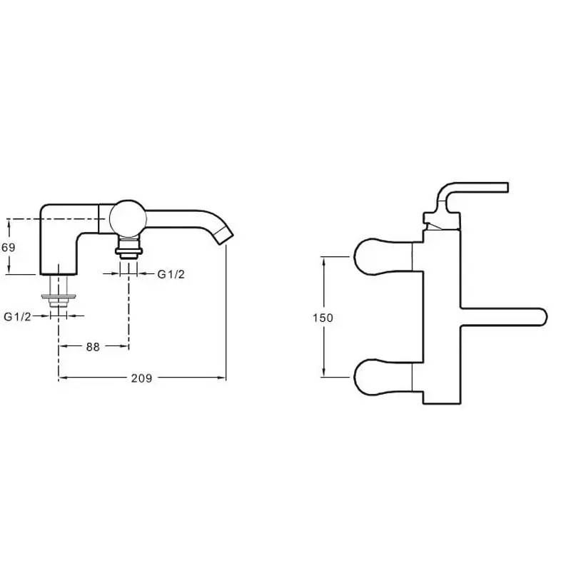 Смеситель на борт ванны Jacob Delafon Purist E14500-4A-CP Смеситель на борт ванны Jacob Delafon Purist E14500-4A-CP — изображение 2