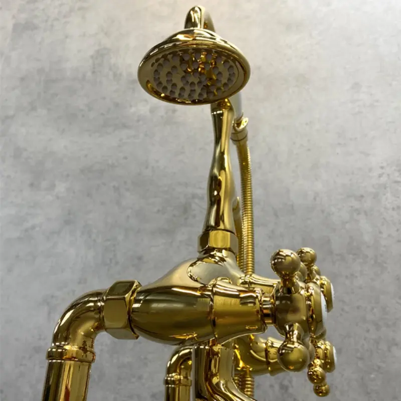 Смеситель напольный Comforty FE0051 Белый / Золото FE0051-CCT-G Смеситель напольный Comforty FE0051 Белый / Золото FE0051-CCT-G — изображение 3