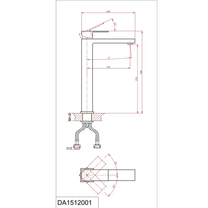 Смеситель для раковины D&K Bayern.Liszt Черный матовый DA1512005 Смеситель для раковины D&K Bayern.Liszt Черный матовый DA1512005 — изображение 3