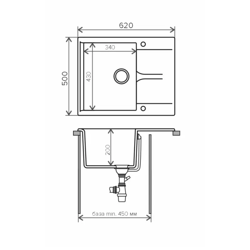 Мойка кухонная Polygran Gals 62 473332 Белый хлопок Мойка кухонная Polygran Gals 62 473332 Белый хлопок — изображение 3