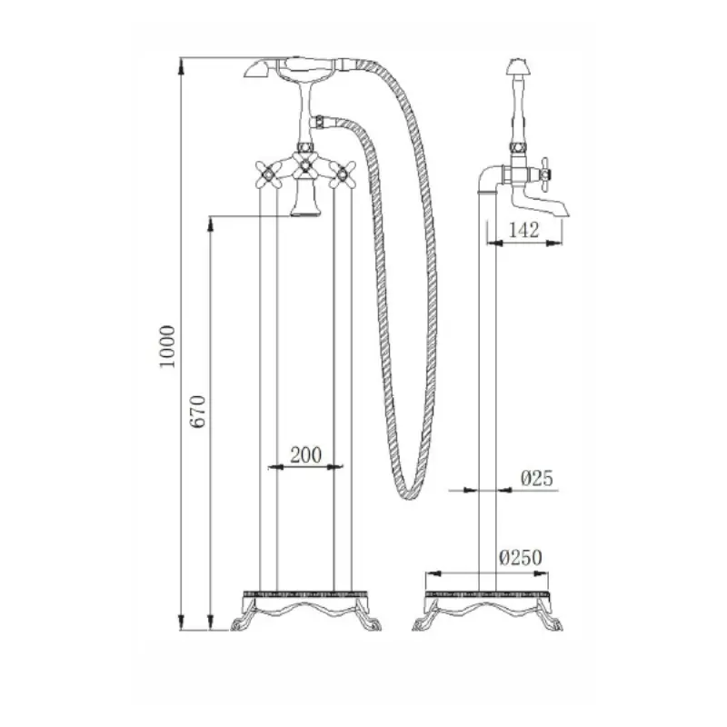 Смеситель напольный Comforty FE0051 Белый / Золото FE0051-CCT-G Смеситель напольный Comforty FE0051 Белый / Золото FE0051-CCT-G — изображение 4