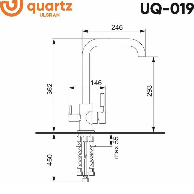 Смеситель для кухни Ulgran Quartz с подключением к фильтру UQ-019-04 Платина Смеситель для кухни Ulgran Quartz с подключением к фильтру UQ-019-04 Платина — изображение 2