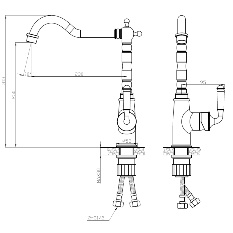 Смеситель для кухни Esko Florence Черный матовый FR 03 B Смеситель для кухни Esko Florence Черный матовый FR 03 B — изображение 2