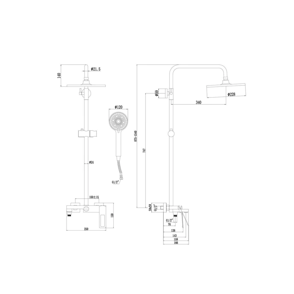 Душевая система Savol S90 с изливом Черный матовый S-009045H Душевая система Savol S90 с изливом Черный матовый S-009045H — изображение 2