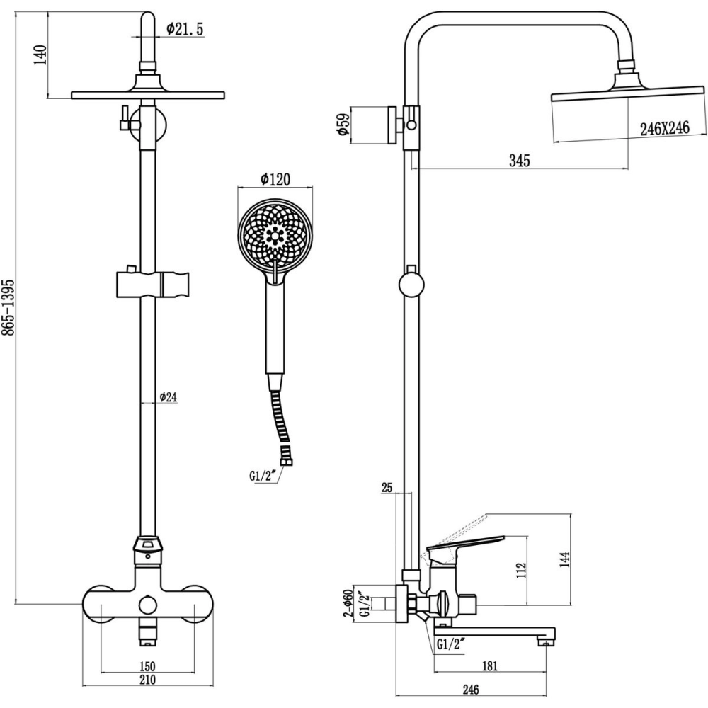 Душевая система Savol S60 с изливом Хром / Белый S-600608AW Душевая система Savol S60 с изливом Хром / Белый S-600608AW — изображение 2