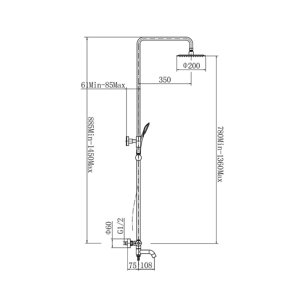 Душевая система Savol S-GR с изливом Черный матовый S-GR68C5-H Душевая система Savol S-GR с изливом Черный матовый S-GR68C5-H — изображение 2