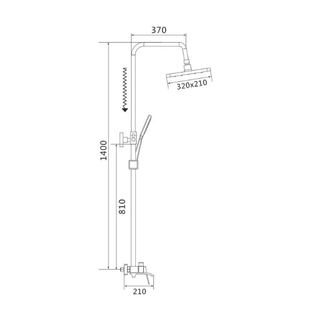 Душевая система Shevanik S40 с изливом Черный матовый S4036H Душевая система Shevanik S40 с изливом Черный матовый S4036H — изображение 6