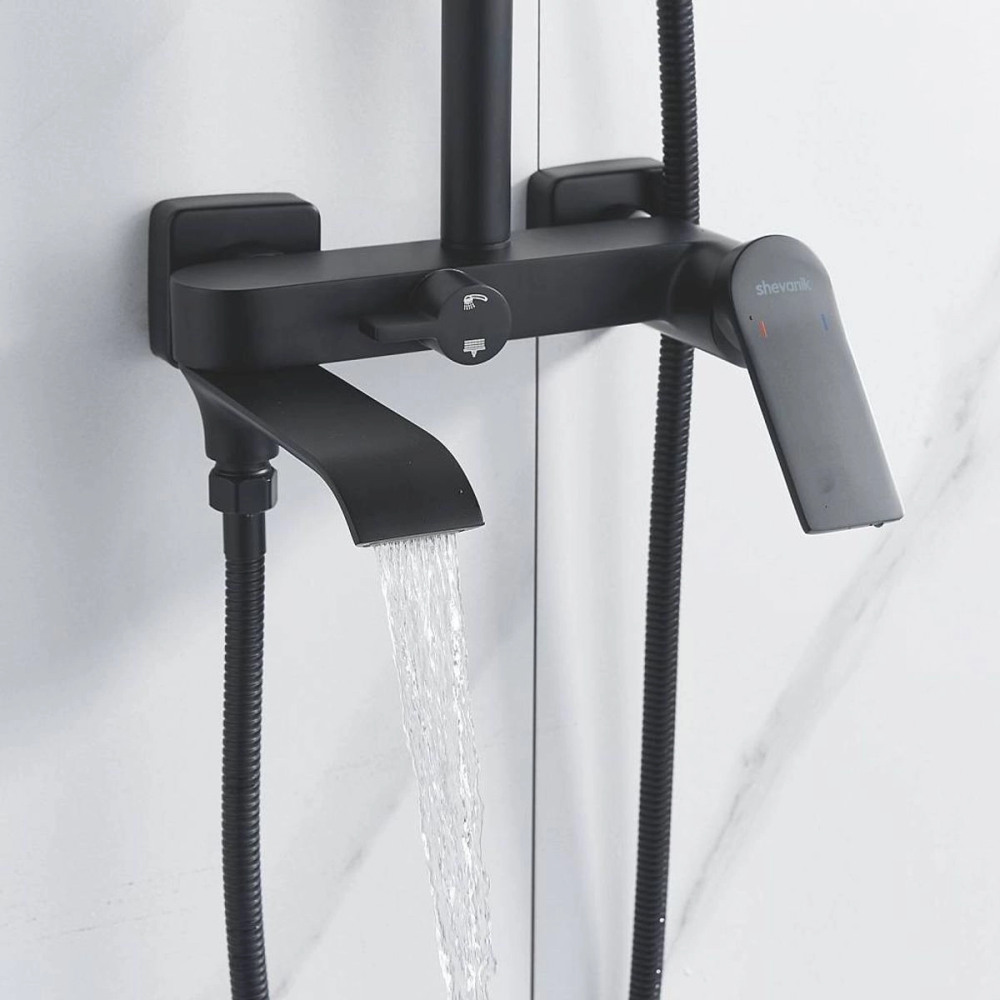 Душевая система Shevanik S41 с изливом Черный матовый S4136H Душевая система Shevanik S41 с изливом Черный матовый S4136H — изображение 4