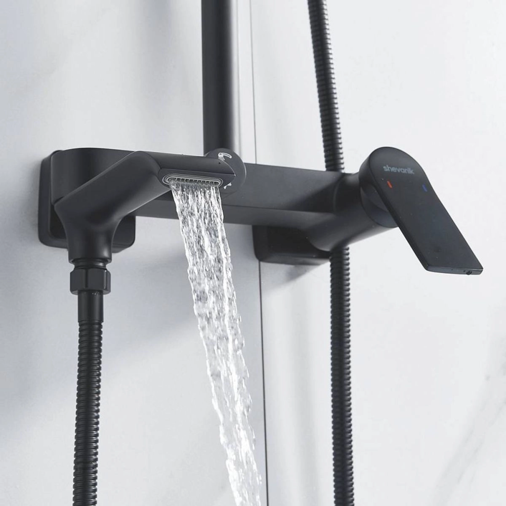 Душевая система Shevanik S41 с изливом Черный матовый S4136H Душевая система Shevanik S41 с изливом Черный матовый S4136H — изображение 5