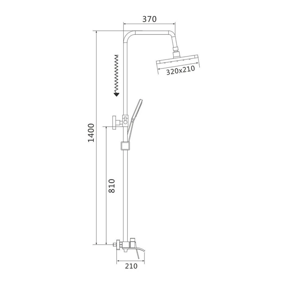 Душевая система Shevanik S41 с изливом Черный матовый S4136H Душевая система Shevanik S41 с изливом Черный матовый S4136H — изображение 6
