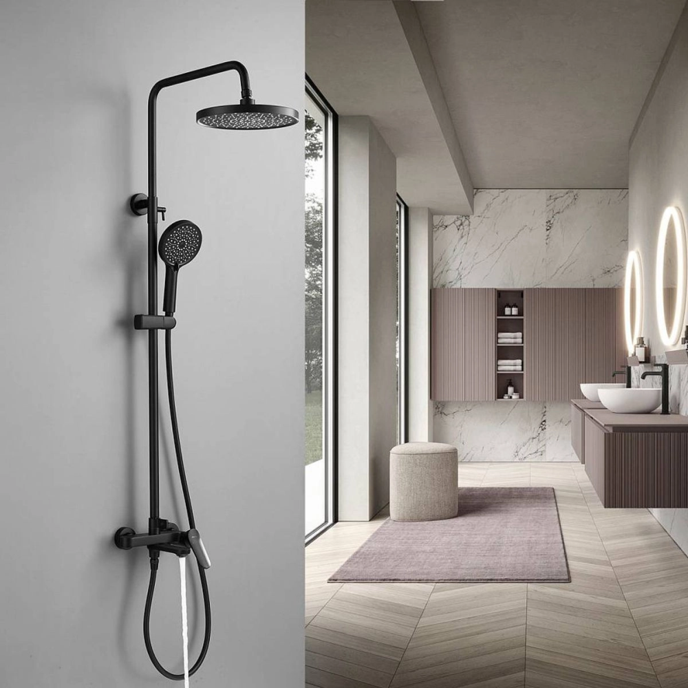 Душевая система Shevanik S43 с изливом Черный матовый S4336H Душевая система Shevanik S43 с изливом Черный матовый S4336H — изображение 2