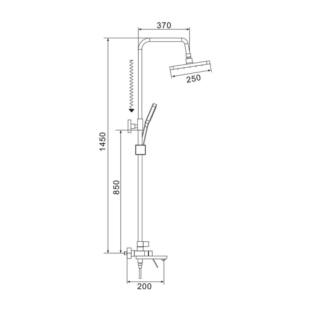 Душевая система Shevanik S43 с изливом Черный матовый S4336H Душевая система Shevanik S43 с изливом Черный матовый S4336H — изображение 5
