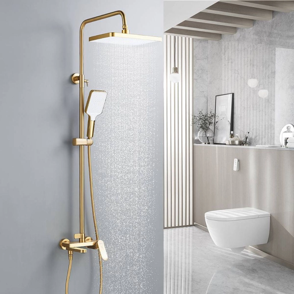Душевая система Shevanik S45 с изливом Золото матовое S4536G Душевая система Shevanik S45 с изливом Золото матовое S4536G — изображение 2