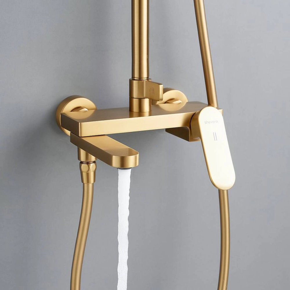 Душевая система Shevanik S45 с изливом Золото матовое S4536G Душевая система Shevanik S45 с изливом Золото матовое S4536G — изображение 4