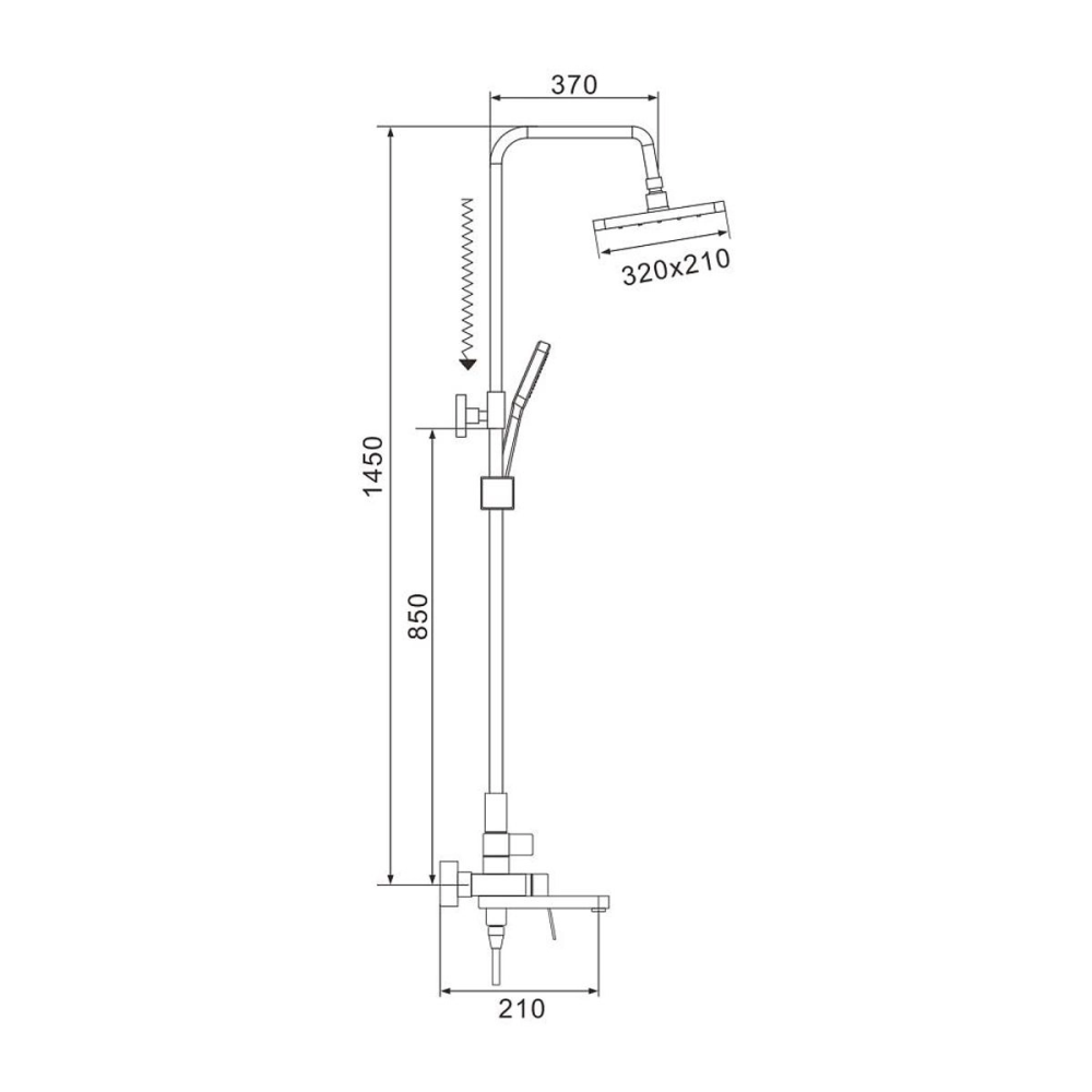 Душевая система Shevanik S45 с изливом Оружейная сталь S4536T Душевая система Shevanik S45 с изливом Оружейная сталь S4536T — изображение 5