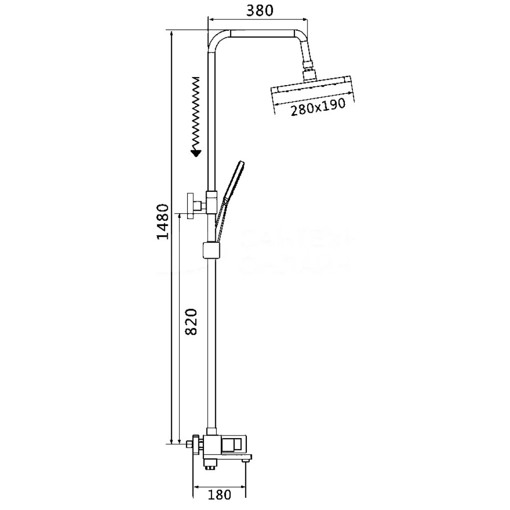 Душевая система Shevanik S90 с изливом Черный матовый S9036H Душевая система Shevanik S90 с изливом Черный матовый S9036H — изображение 2