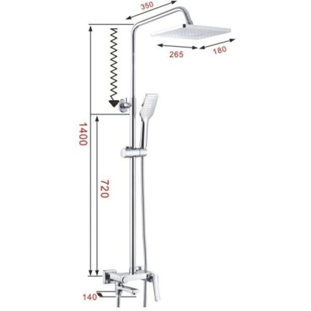 Душевая система Shevanik S96 с изливом Хром глянцевый S9636 Душевая система Shevanik S96 с изливом Хром глянцевый S9636 — изображение 2